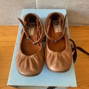 Lanvin Leather Ballet Flat with ankle strap